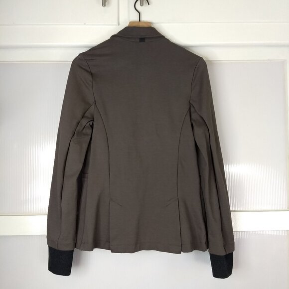 Betabrand Gray Ponte Knit Work Active Thumb Holes Blazer Jacket Stretch Medium - Picture 6 of 14